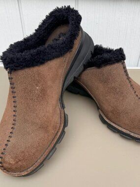 Columbia Suede Fleece-Lined Slip-On Clogs Brown Women’s Size 8.5